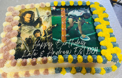 1/2 slab cake with printed topper (feeds 20+ people)