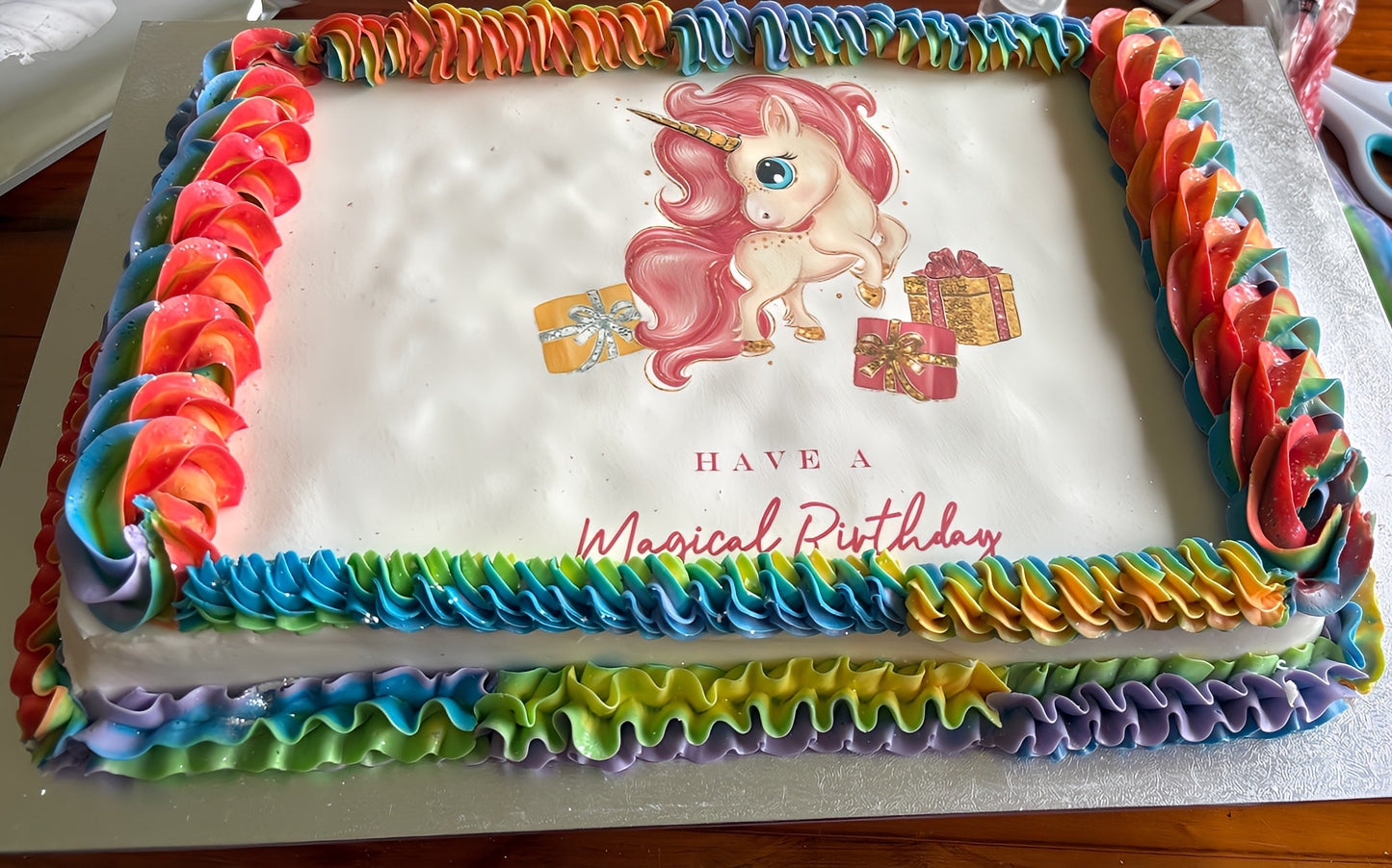 1/2 slab cake with printed topper (feeds 20+ people)