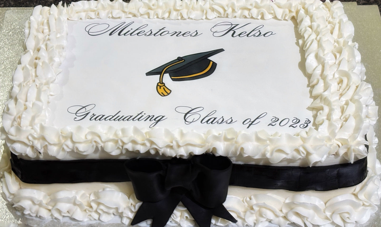 1/2 slab cake with printed topper (feeds 20+ people)